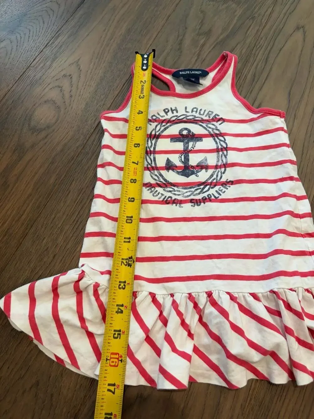 Ralph Lauren Toddler Girls Nautical Anchor Ruffle Hem Dress